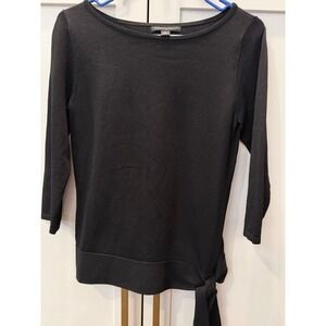 Banana Republic Womens Black 3/4 Sleeve Side Tie Boat Neck Knit Top Small